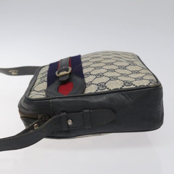 GUCCI GG Supreme Sherry Line Shoulder Bag PVC Navy Red - Picture 5 of 16